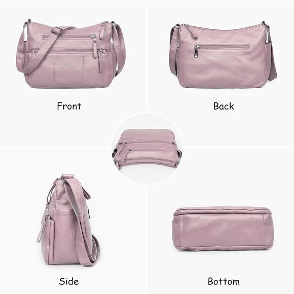 🆕 Volganik Rock PU Leather Shoulder Bag Women Pink Soft Pocketbooks Purse - Picture 2 of 7